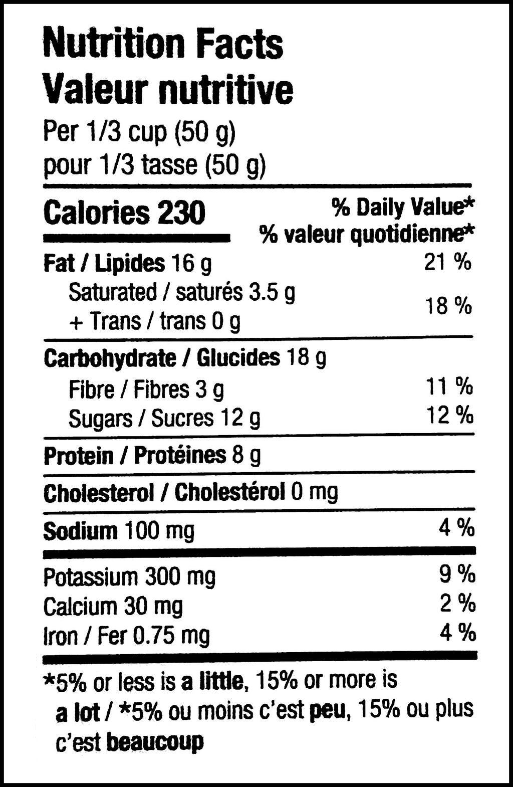 Nutrition facts label of Basse Magic Mix, 415g/14.6 oz., Bag