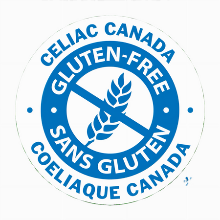 Celiac Canada gluten-free logo with blue circle and wheat symbol on a white background