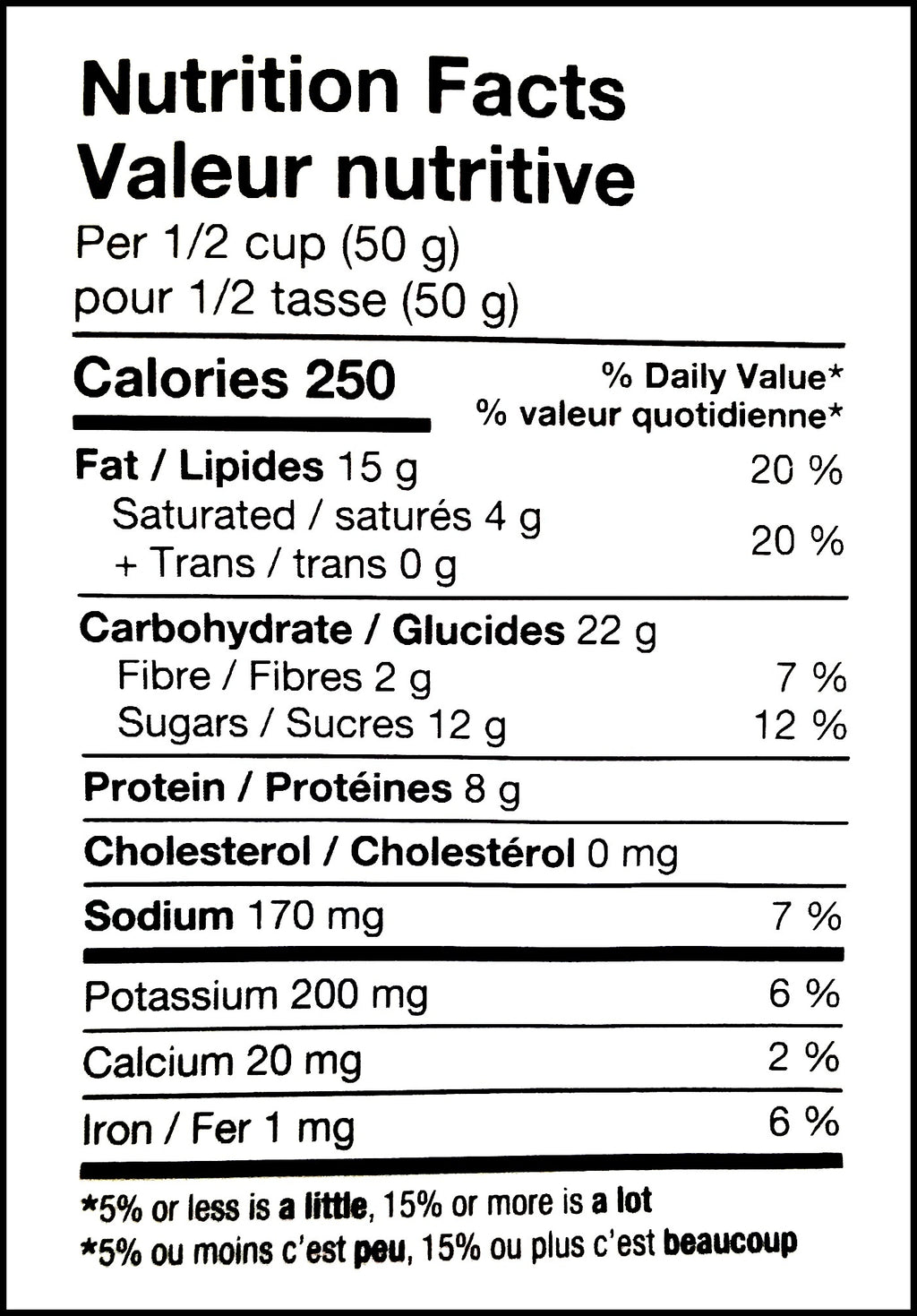 Nutrition facts label of Basse Movie Night Mix, 415g/14.6 oz., Bag