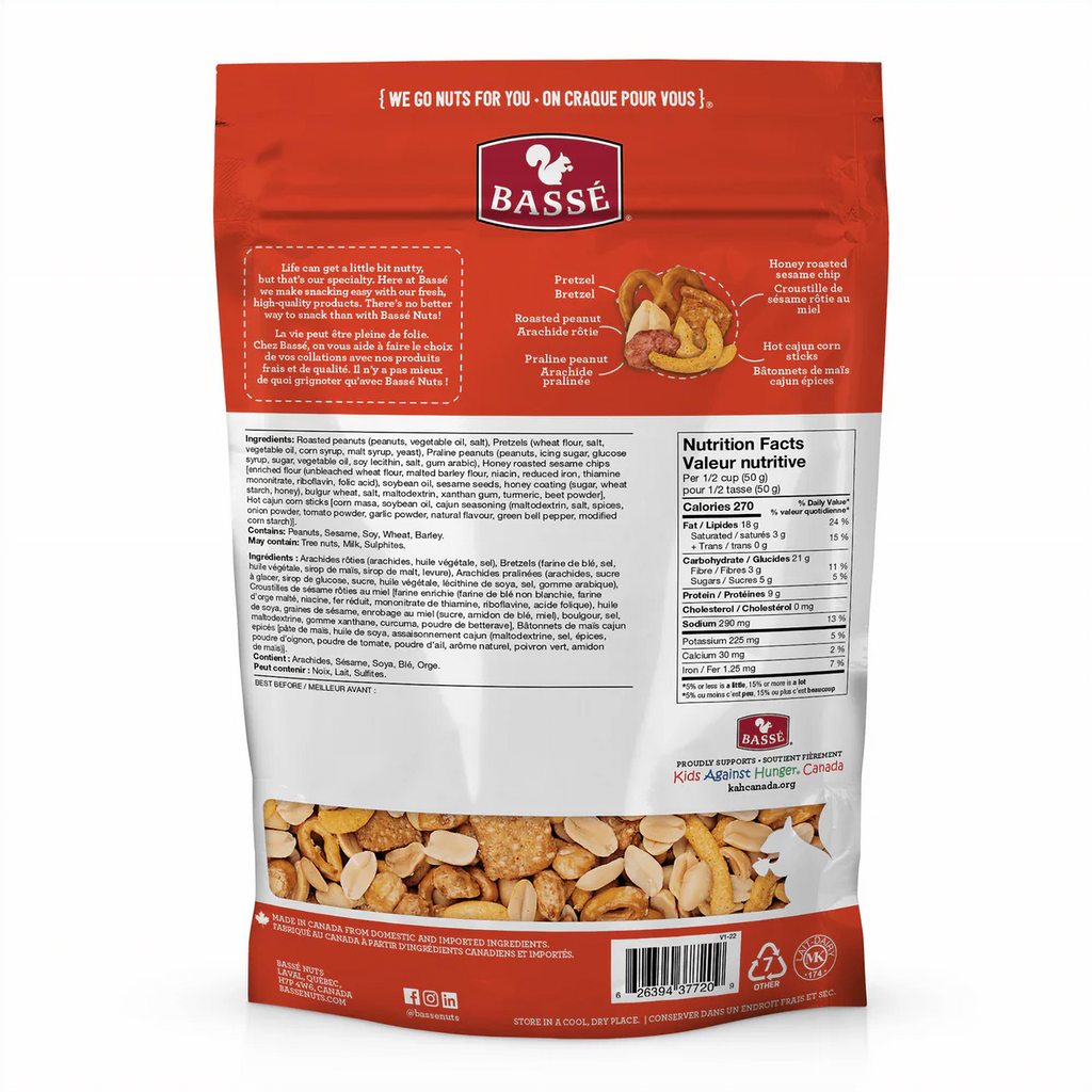 Back of Basse Sweet & Spicy Pub Mix, 415g/14.6 oz., Bag