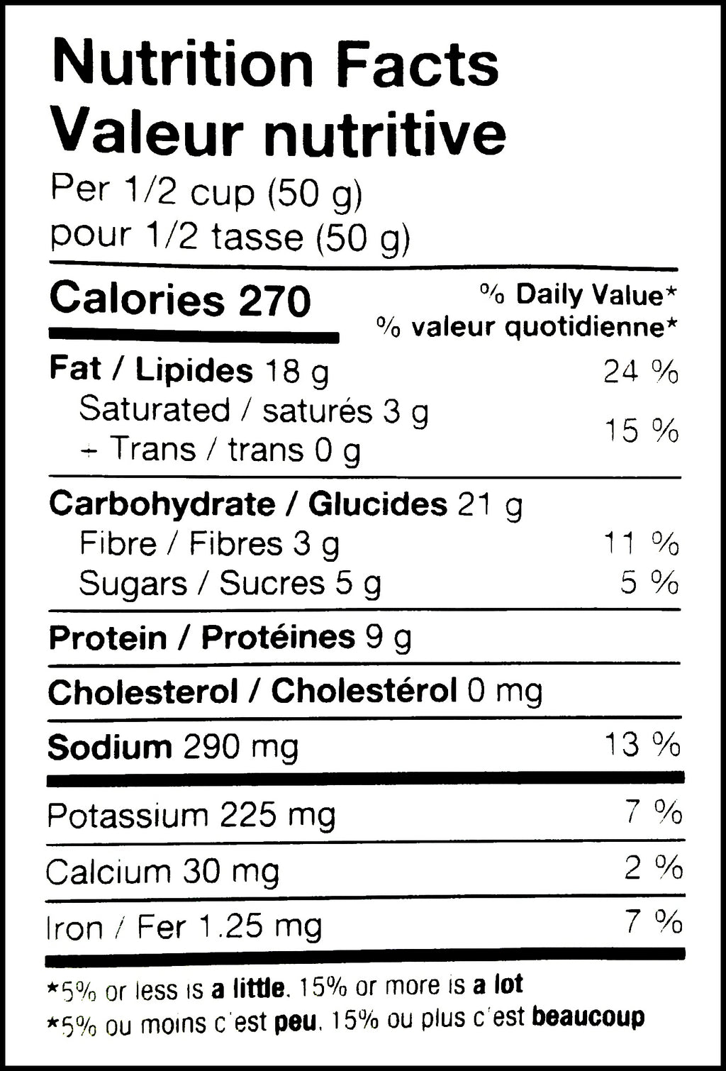 Nutrition facts label of Basse Sweet & Spicy Pub Mix, 415g/14.6 oz., Bag