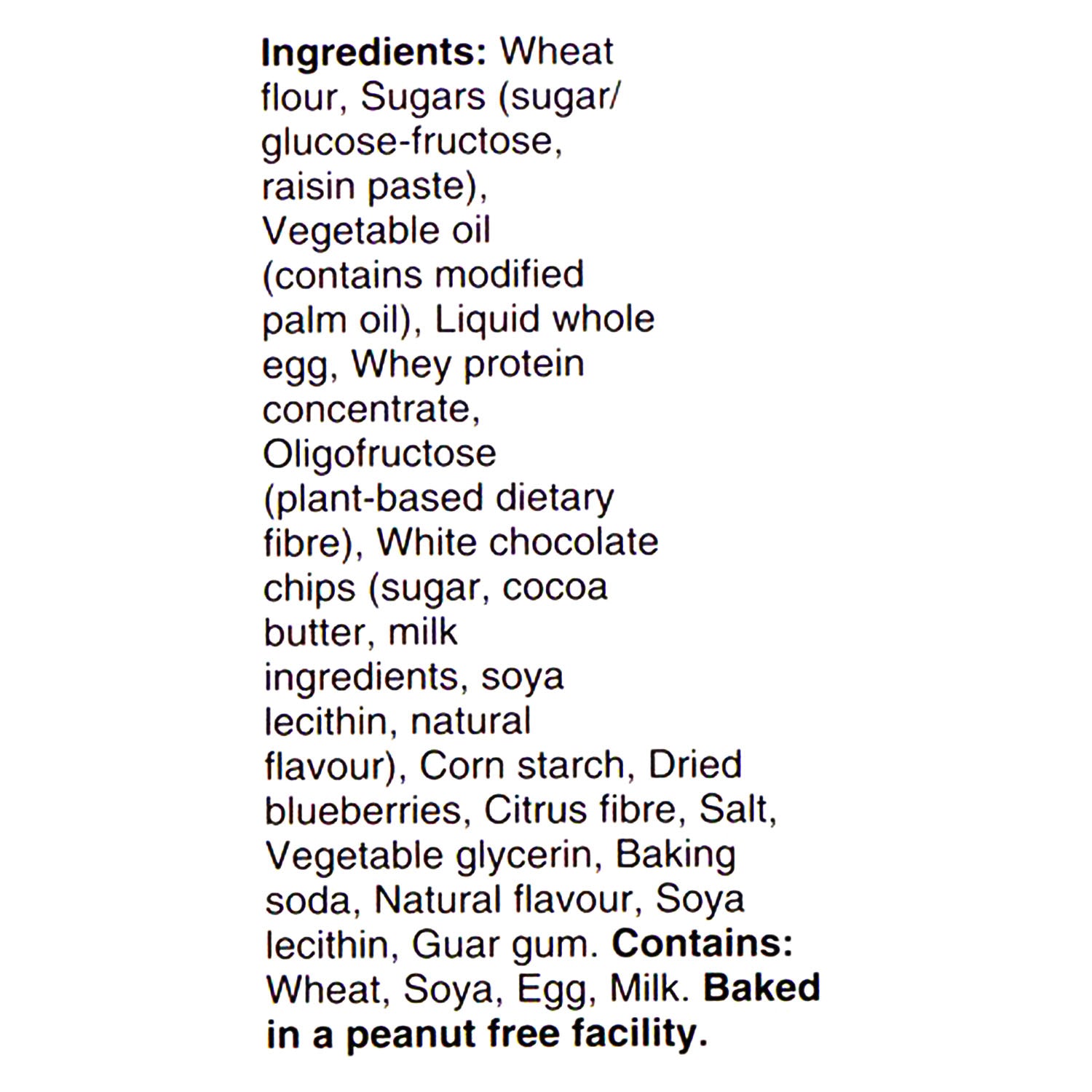 Bear Paws Active Blueberry Muffin Cookies 175g ingredients list