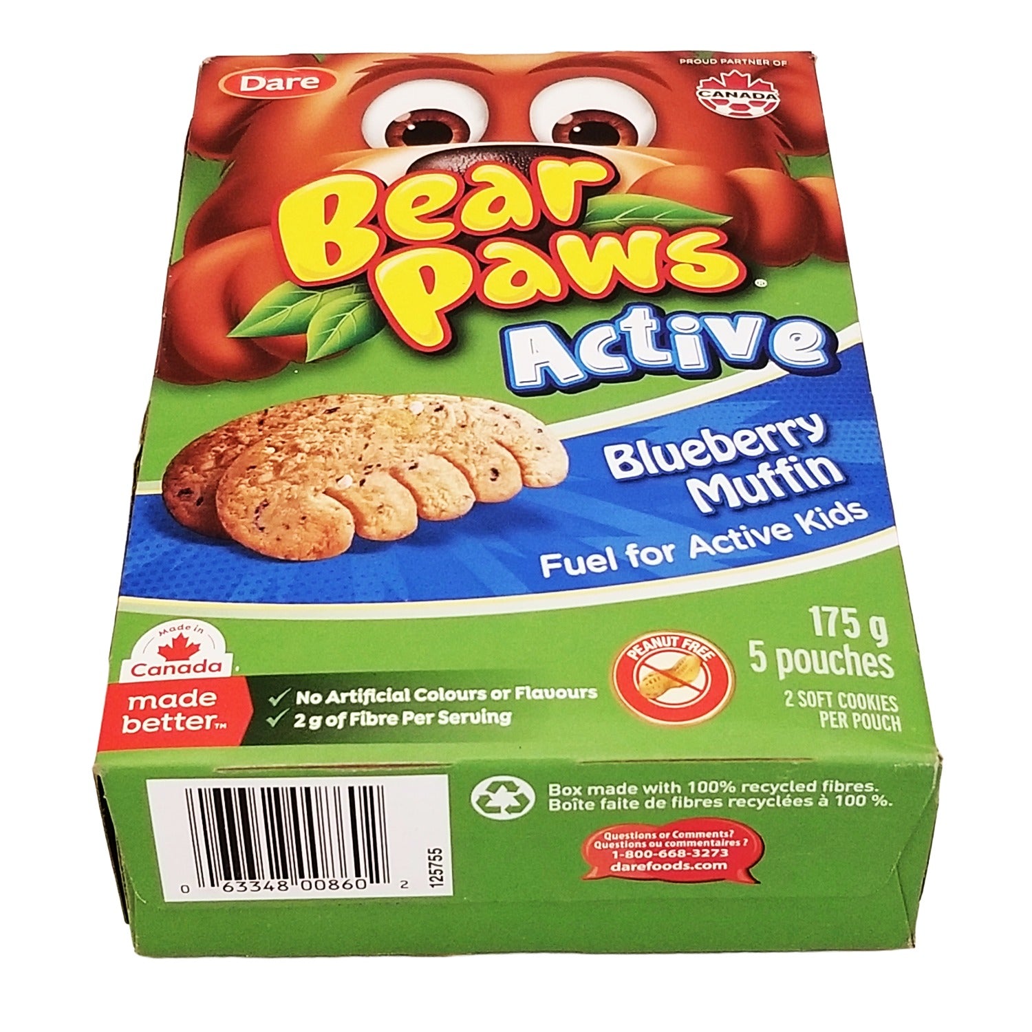 Bear Paws Active Blueberry Muffin Cookies 175g UPC barcode
