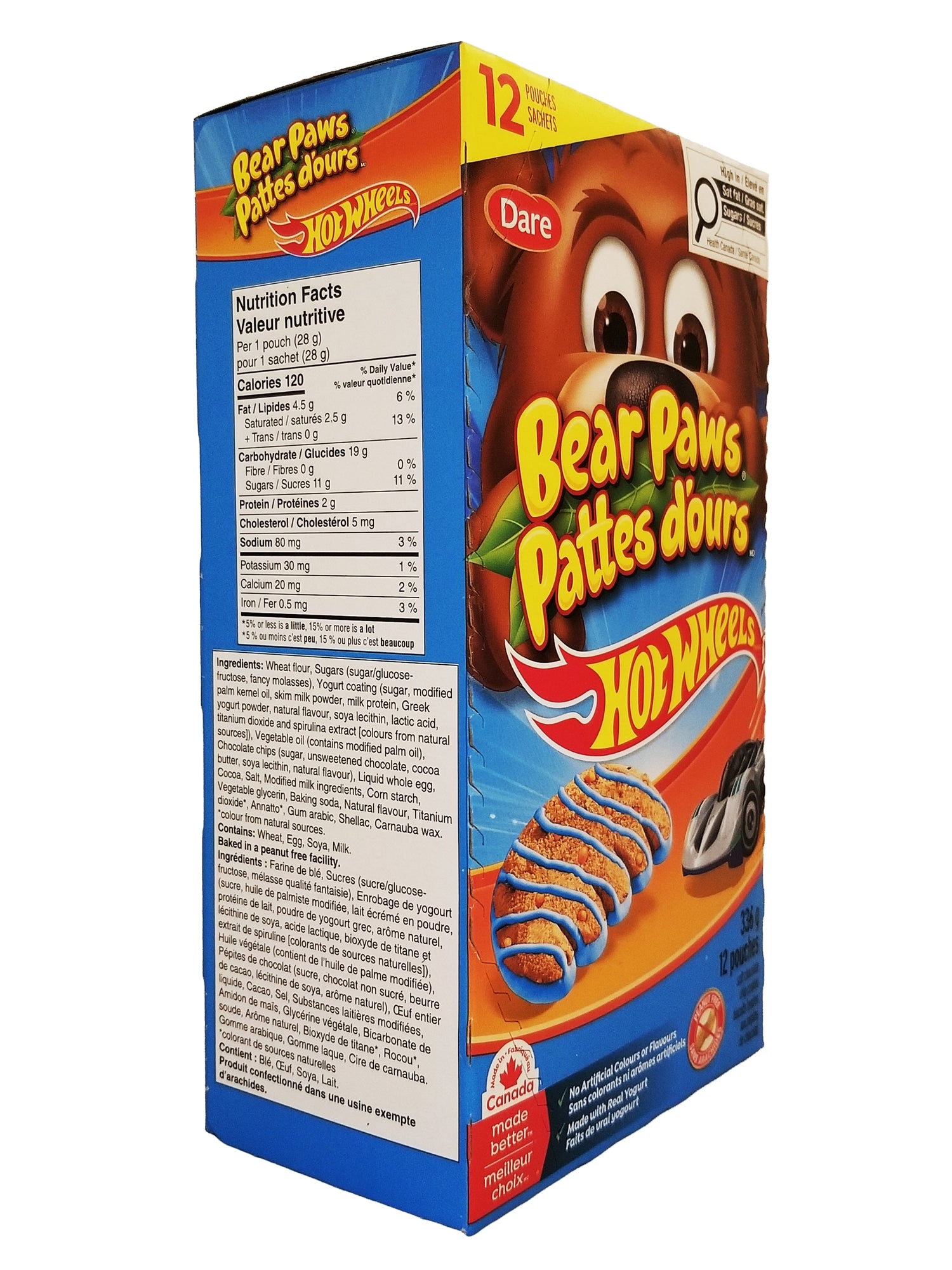 Dare Bear Paws Chocolate Chip Vanilla Cookies Hot Wheels 12-Pack alternate angle view