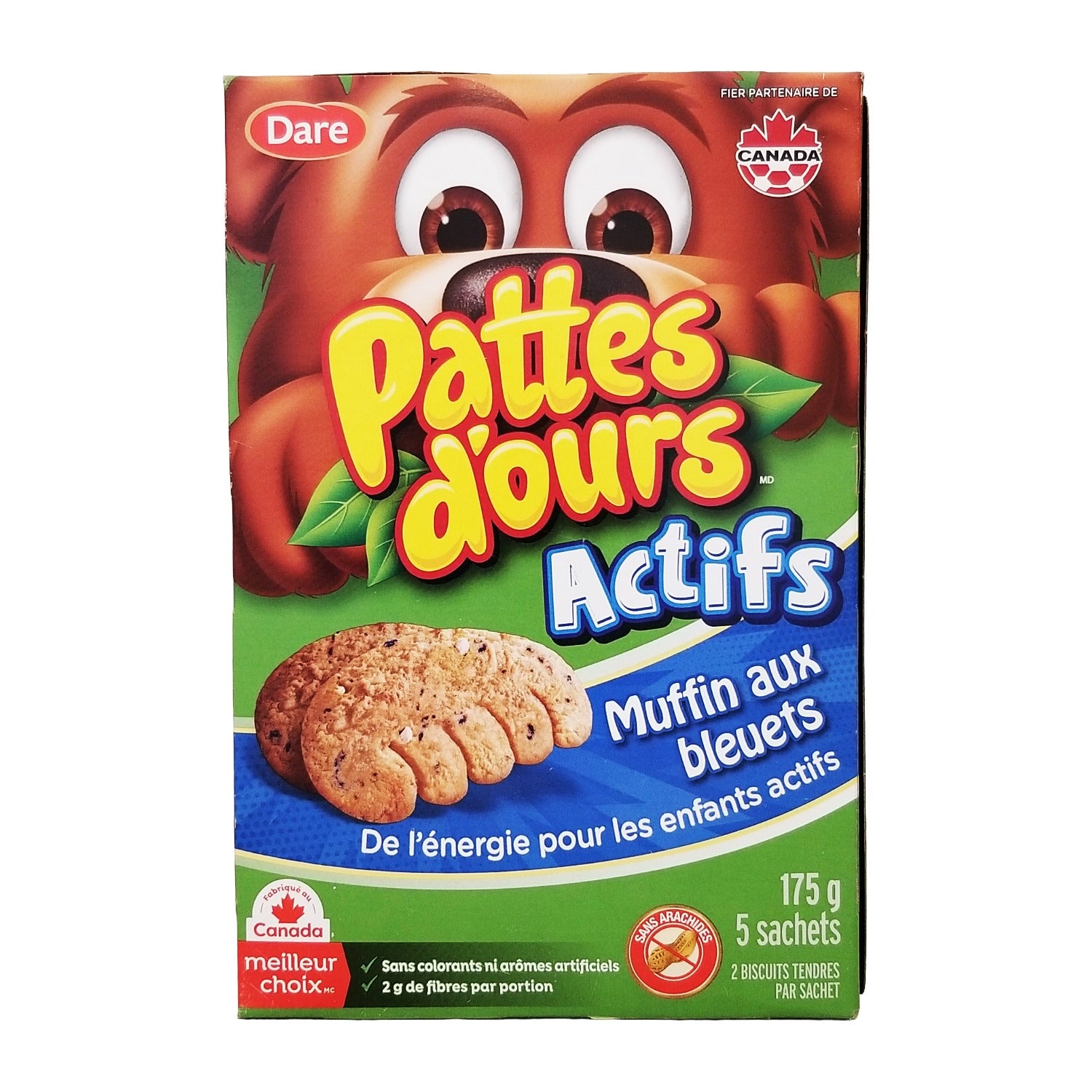 Bear Paws Active Blueberry Muffin Cookies 175g back of package showing product details