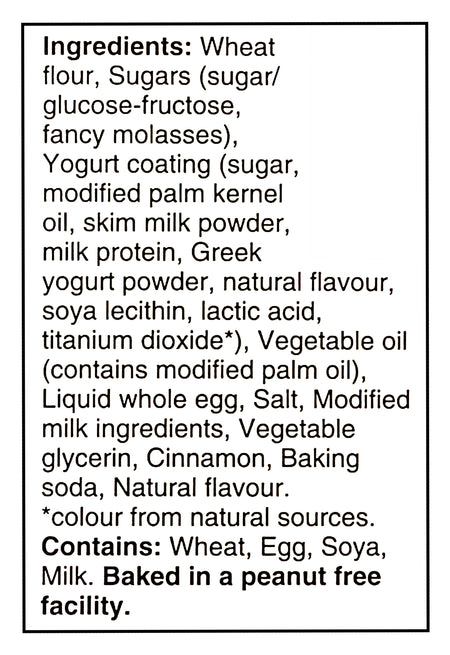 List of ingredients for Bear Paws Cinnamon Bun Cookies, 168g/5.9 oz