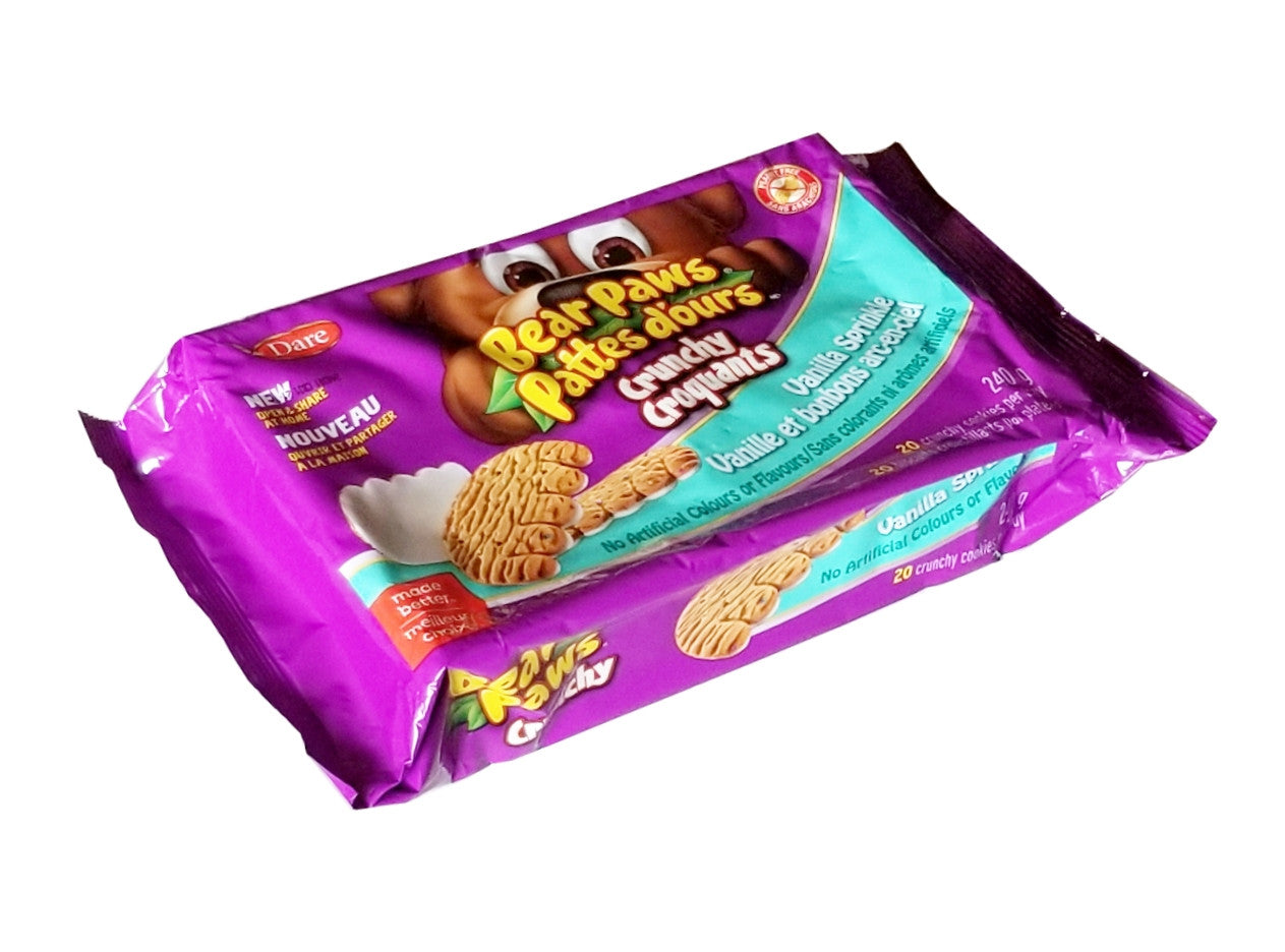 Dare Bear Paws Crunchy Vanilla Sprinkle Cookies, 240g/8.4 oz, 1 Box {Imported from Canada}