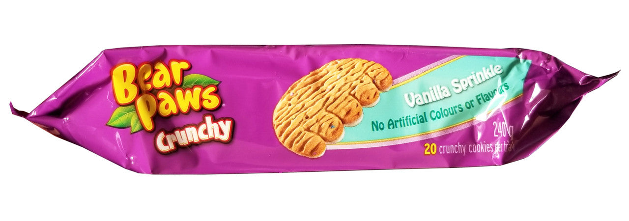 Dare Bear Paws Crunchy Vanilla Sprinkle Cookies, 240g/8.4 oz, 1 Box {Imported from Canada}