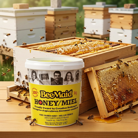 BeeMaid Pure Canadian Creamed Honey Unpasteurized 1kg (2.2 lbs)