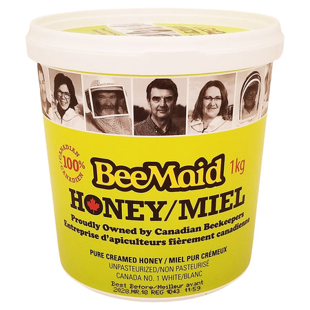 BeeMaid Pure Canadian Creamed Honey Unpasteurized 1kg (2.2 lbs)