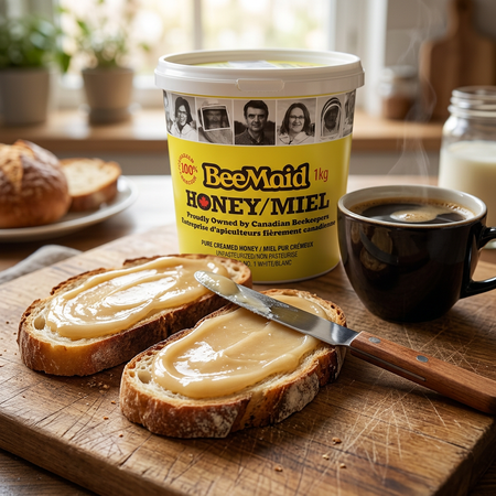 BeeMaid Pure Canadian Creamed Honey Unpasteurized 1kg (2.2 lbs)