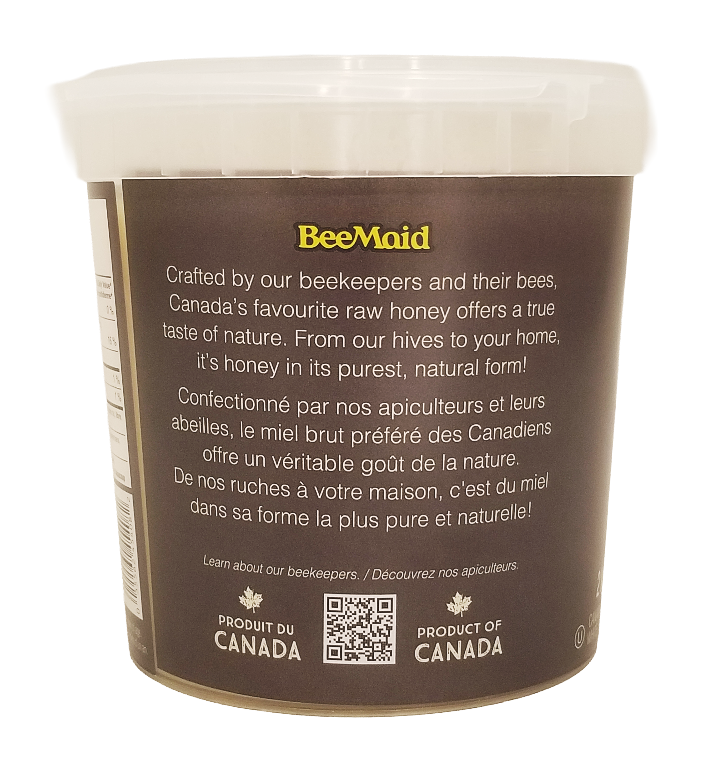 Container of Bee Maid Raw Honey, Natural Creamed Honey - 2kg with 'Beemaid' branding and text on a white background