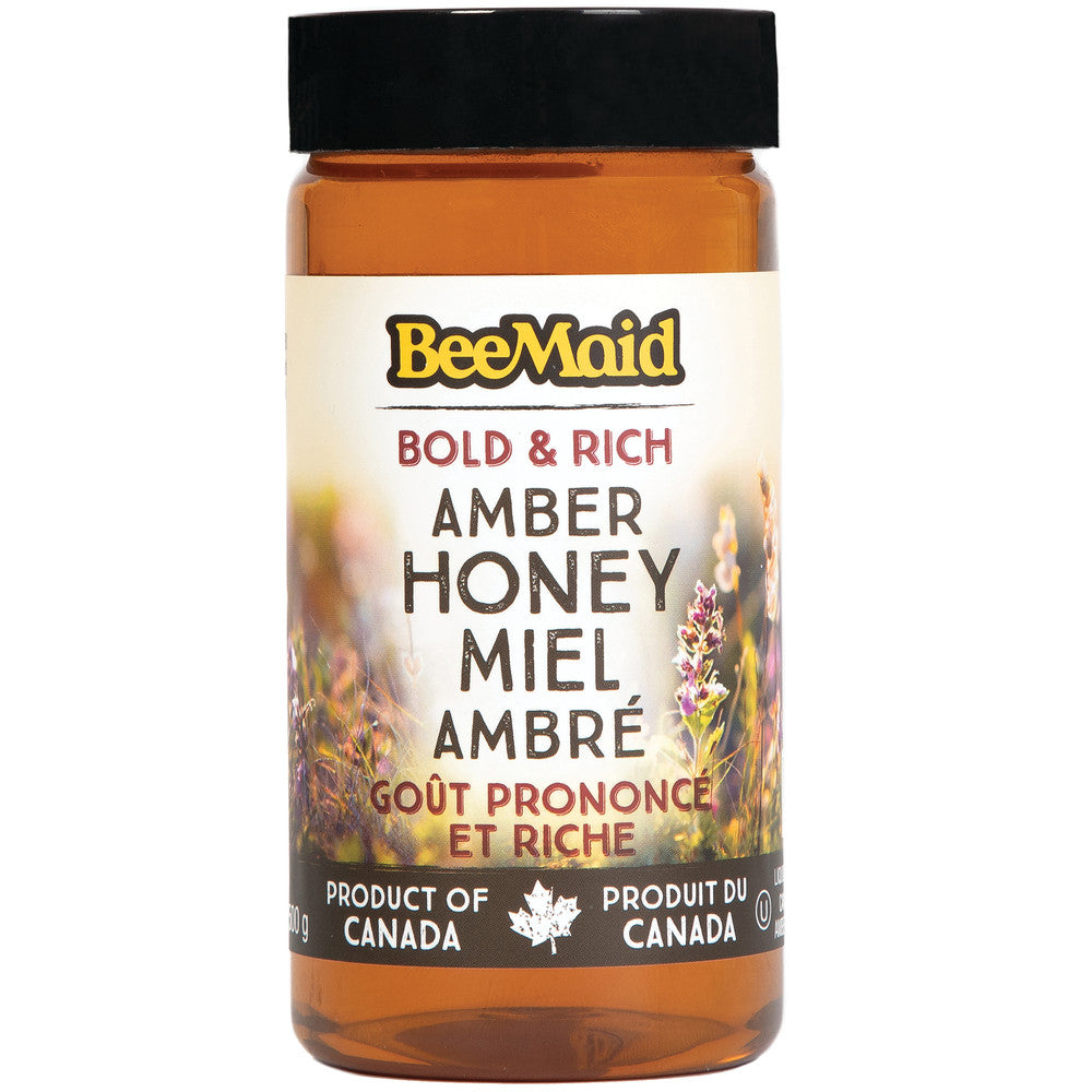 Bee Maid Bold & Rich Amber Honey, 500g/17.5 oz. Jar {Imported from Canada}