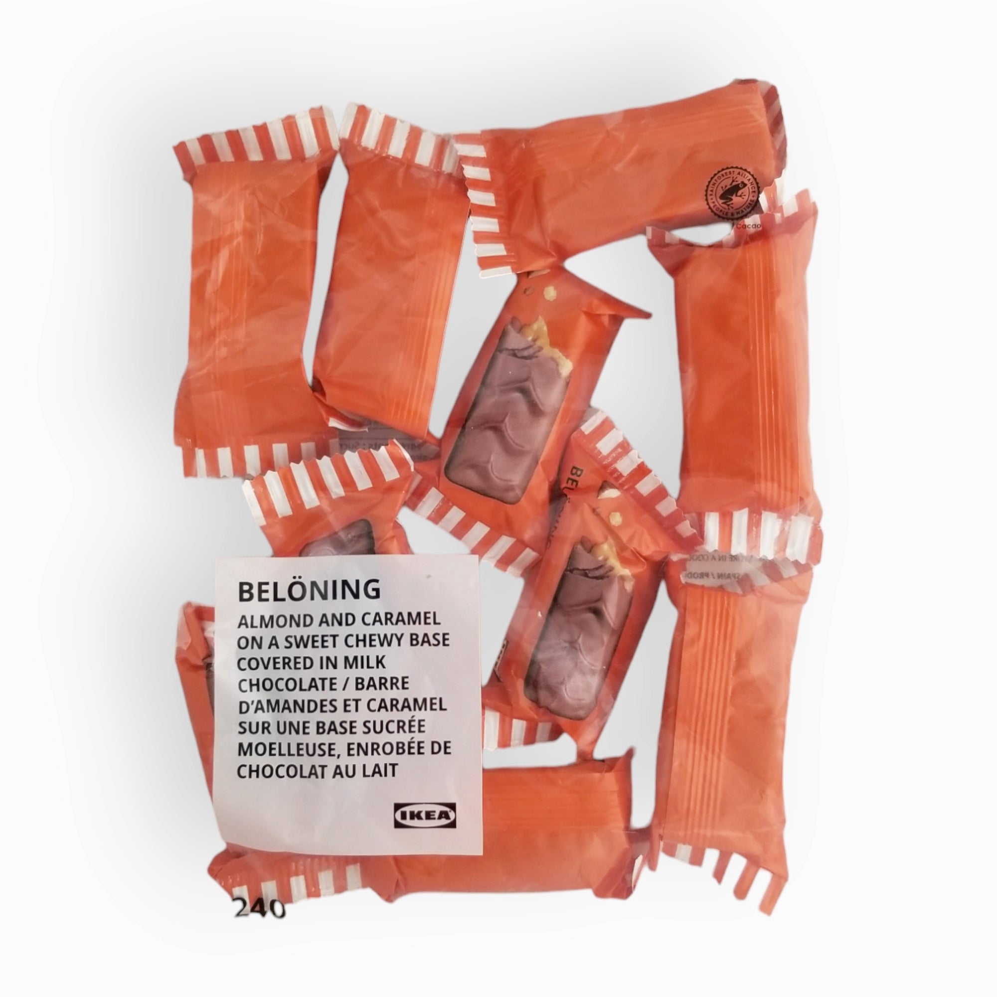 IKEA Beloning Almond & Caramel Milk Chocolate Bars, 240g/8.4 oz. Bag