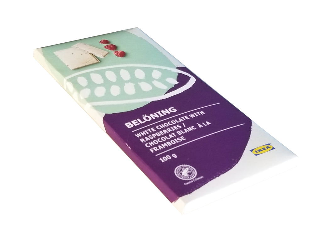 Beloning White Chocolate with Raspberries Bar, 100g/3.5 oz
