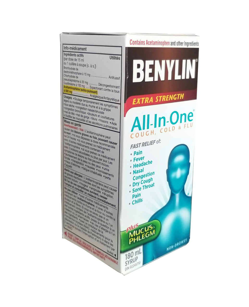 Benylin Extra Strength AllInOne Cough, Cold & Flu Syrup, 180mL/6.3 fl