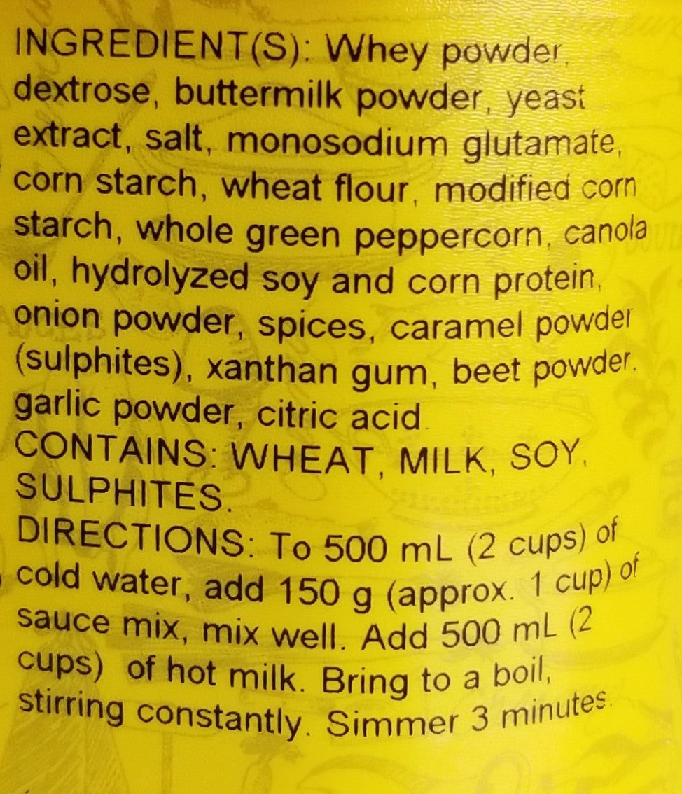 Berthelet Green Peppercorn Sauce Mix, 900g/2 lbs. Box {Imported from Canada}