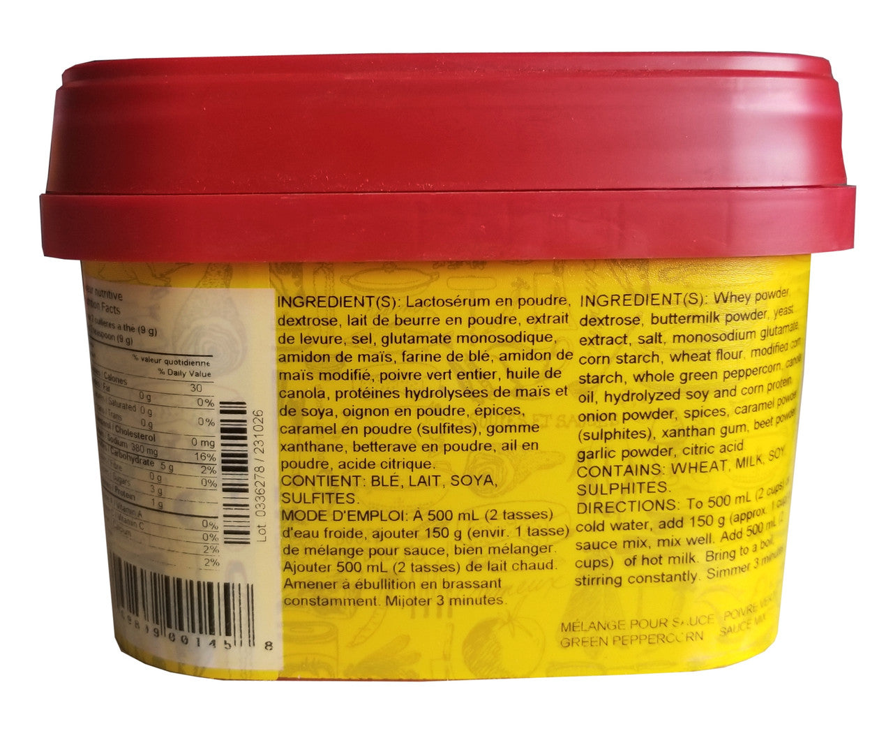 Berthelet Green Peppercorn Sauce Mix, 900g/2 lbs. Box {Imported from Canada}