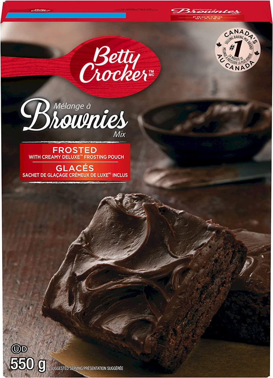 Betty Crocker Frosted Brownies Mix, 520g/18.2 oz. Box Front Side