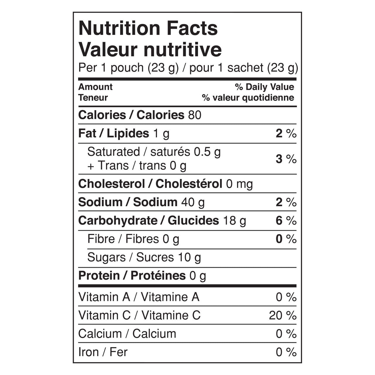 Betty Crocker, Gluten Free,Gushin Grape/Tropical, 6ct, 138g/4.9oz., Box Nutritional Facts