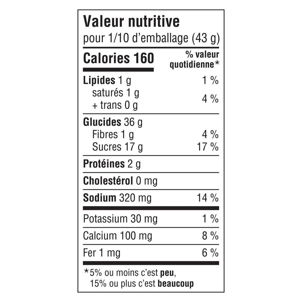 Betty Crocker SuperMoist Carrot Cake Mix, 432g/15 oz. Box Nutrition Facts In French