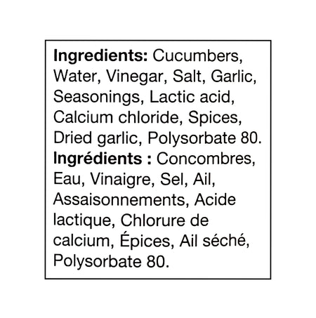 Bick's Premium Baby Dills Pickles Kosher Style 1L – full ingredients list