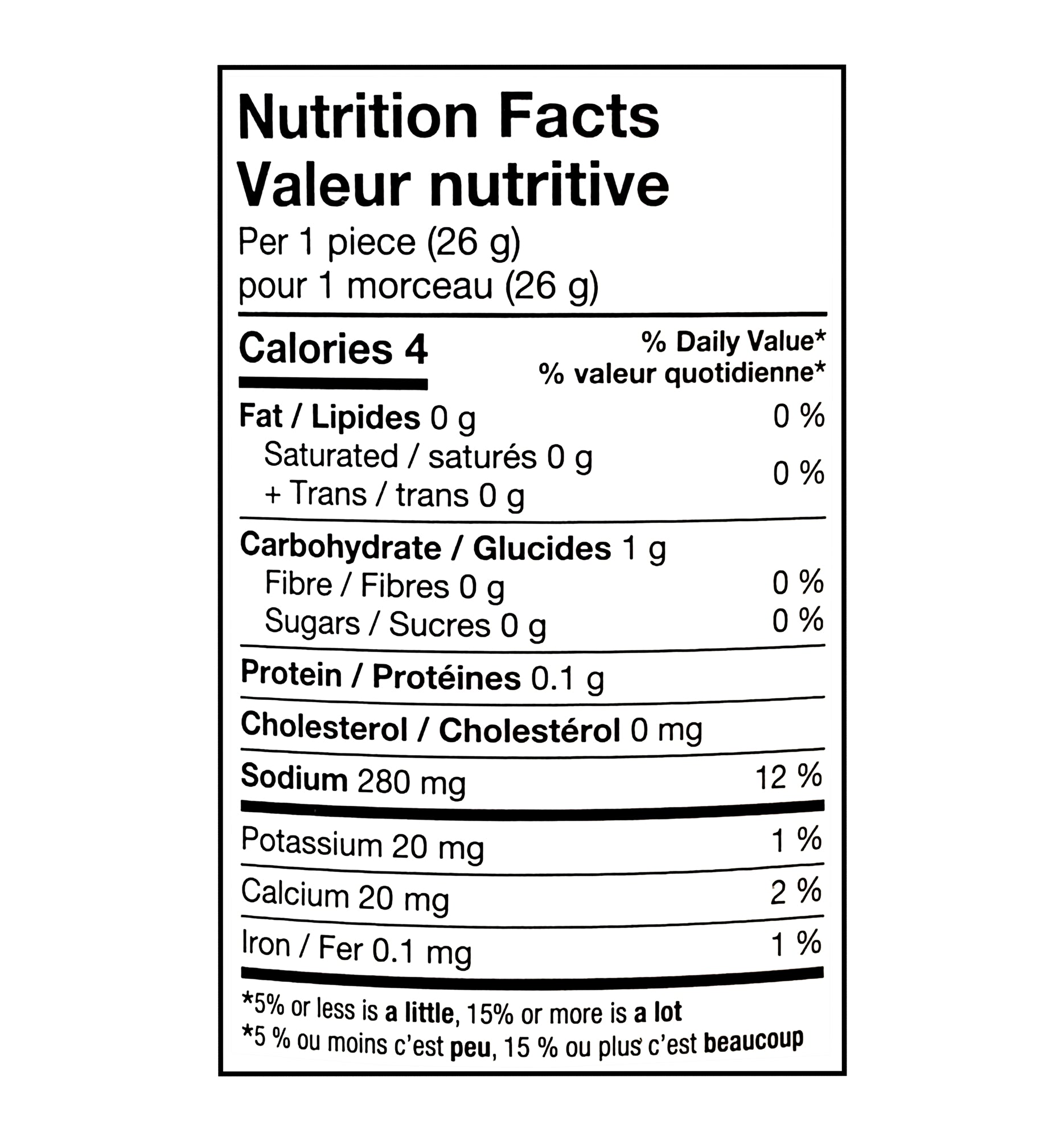Bick's Premium Baby Dills Pickles Kosher Style 1L – nutrition facts panel