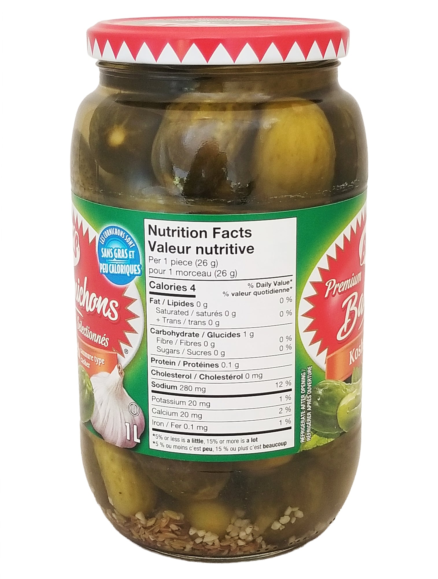 Bick's Premium Baby Dills Pickles Kosher Style 1L – second side of jar