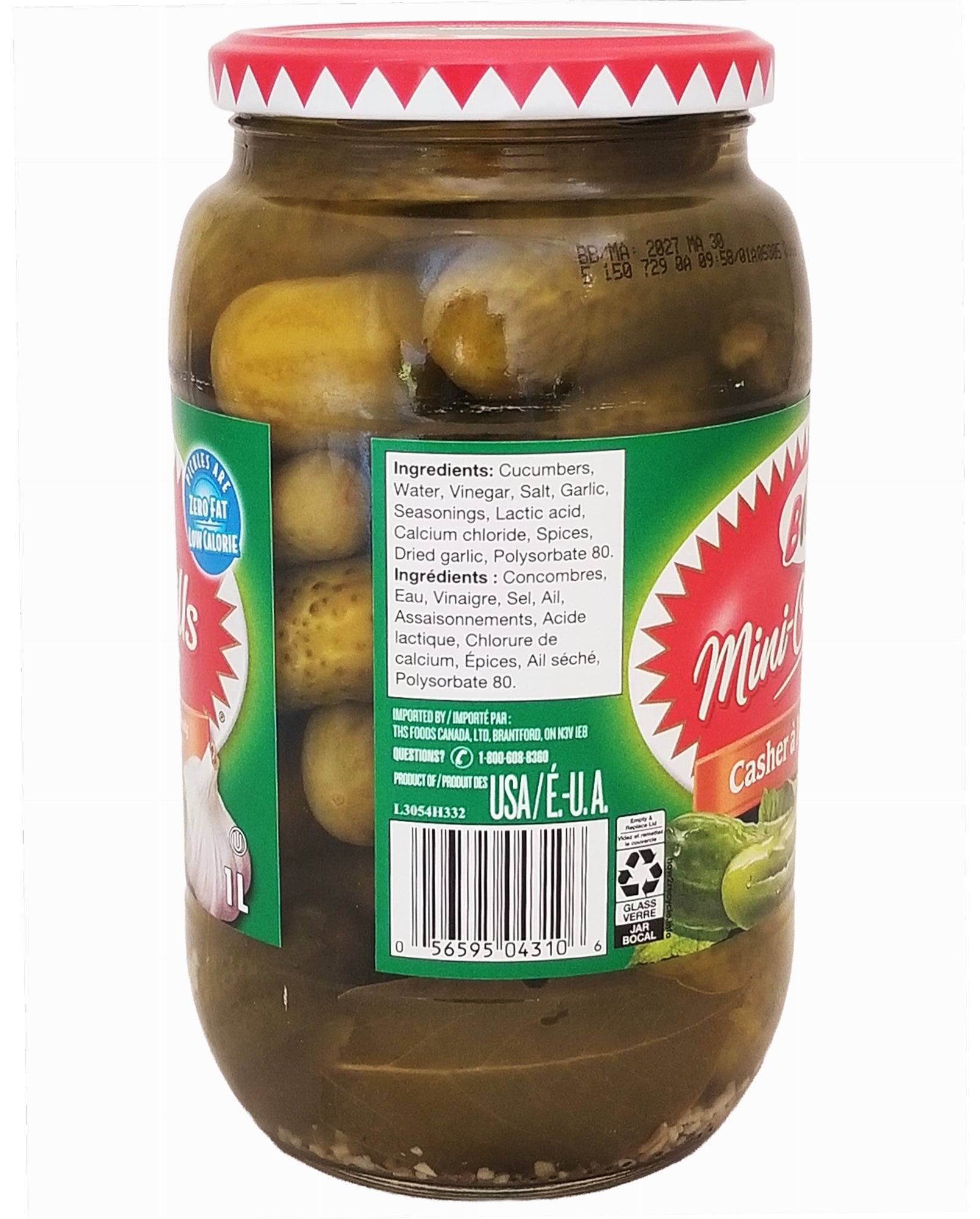 	Bick's Premium Baby Dills Pickles Kosher Style 1L – UPC barcode