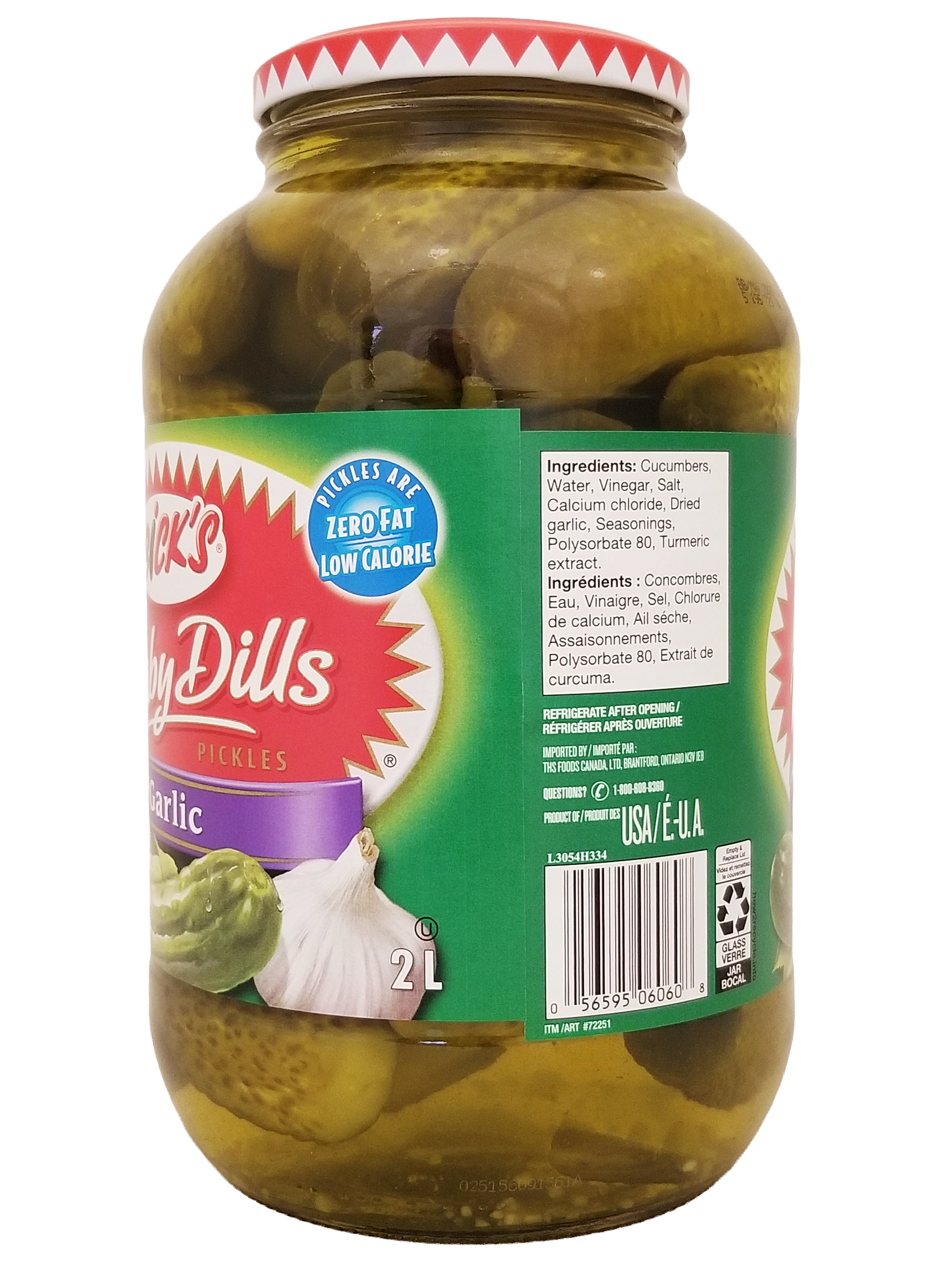 Jar of Dill Pickles with Garlic flavor on a white background