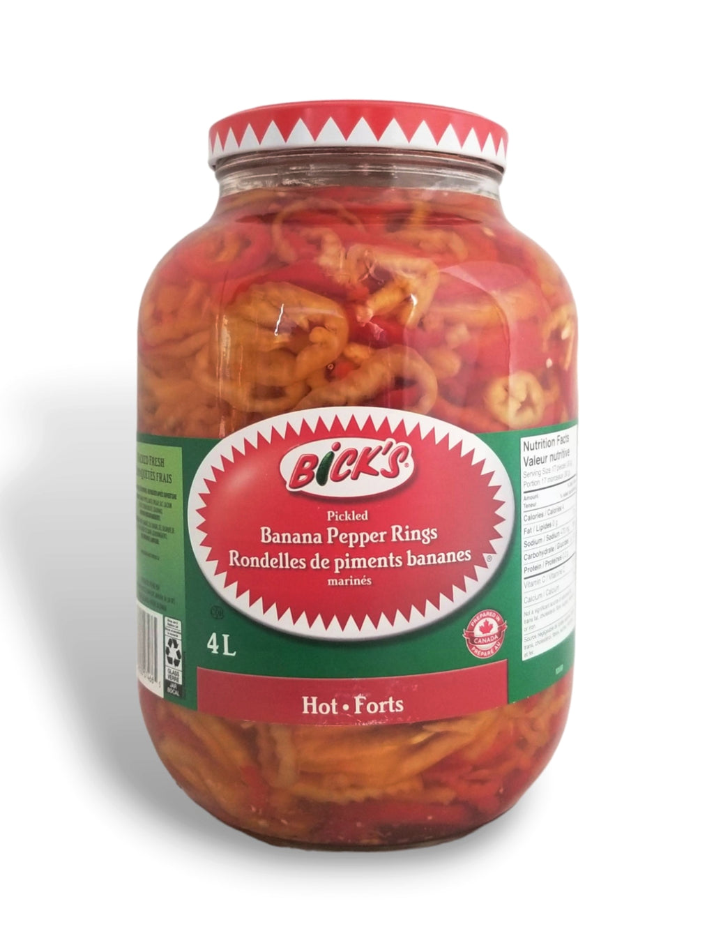 Bick's Pickled Hot Banana Pepper rings 4L/1.1 Gallon