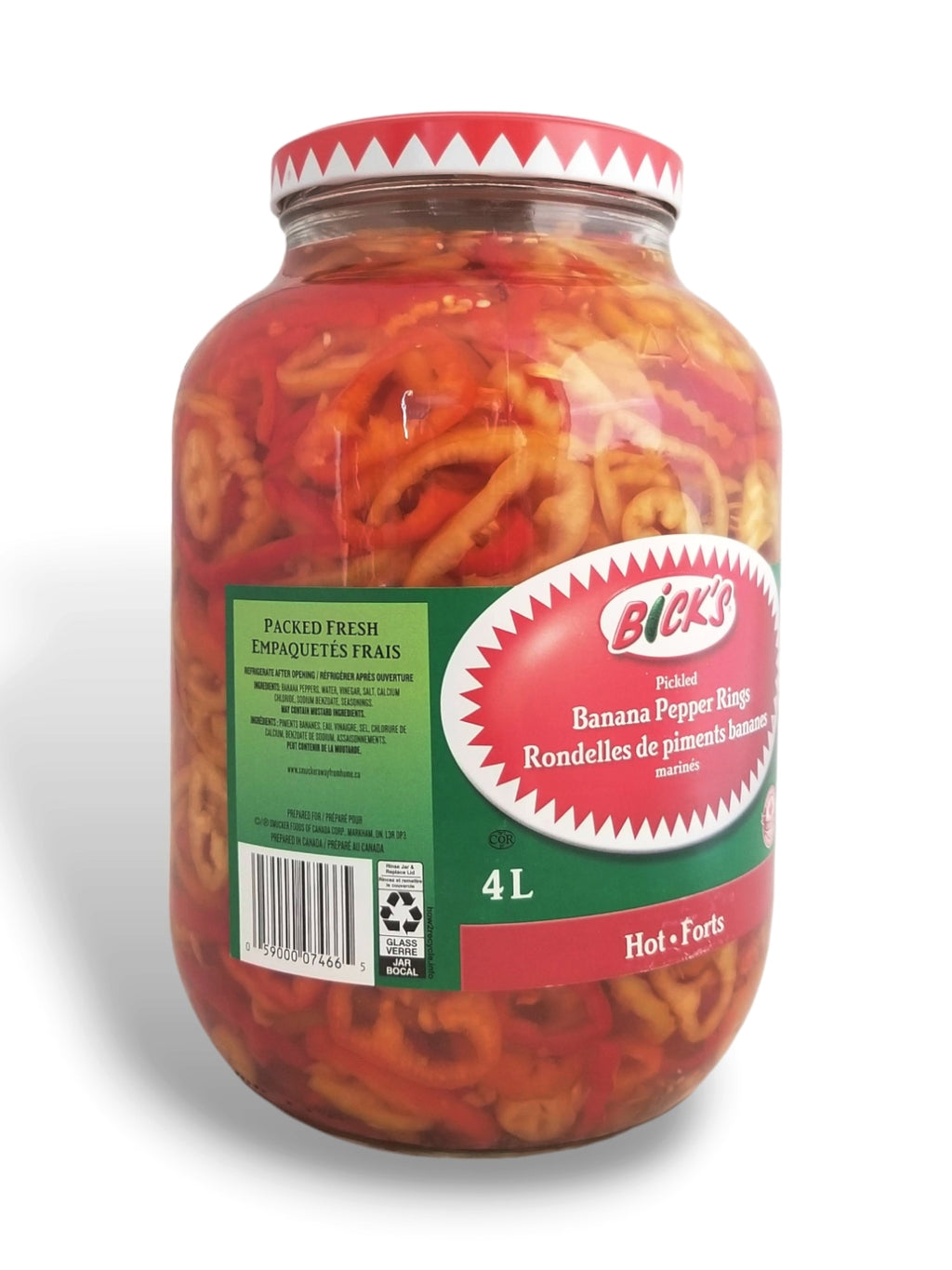 Bick's Pickled Hot Banana Pepper rings 4L/1.1 Gallon