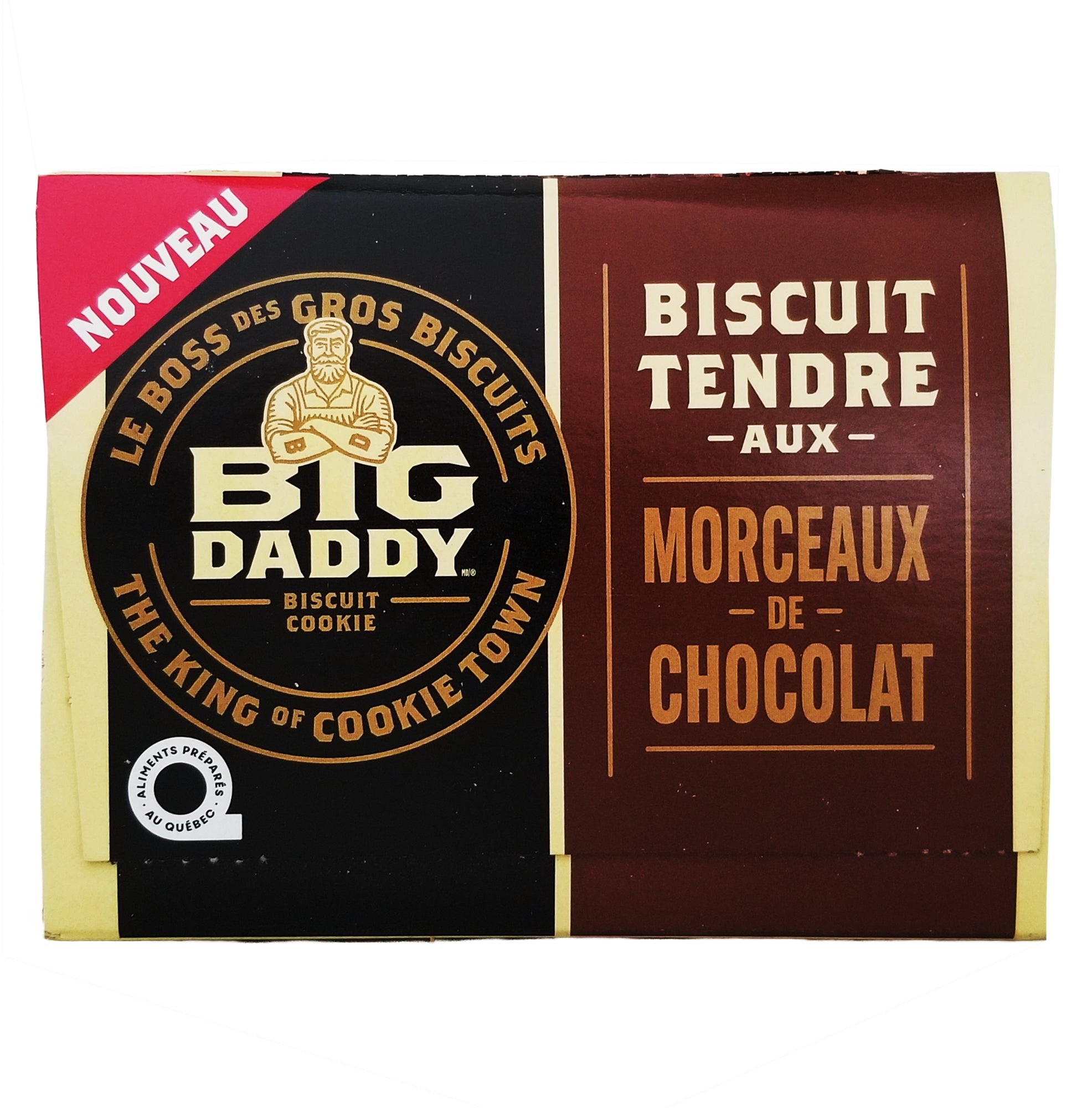 Big Daddy Chocolate Chunk Cookies 1 kg box second side view, Canadian bulk cookie pack