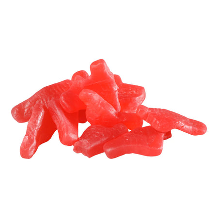 Red big foot gummies on a white background