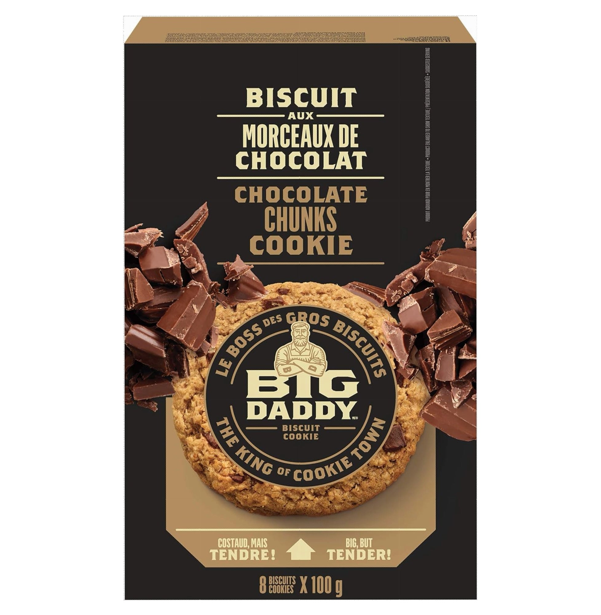 Big Daddy Chocolate Chunk Cookies 8-Count Box 100g Front View