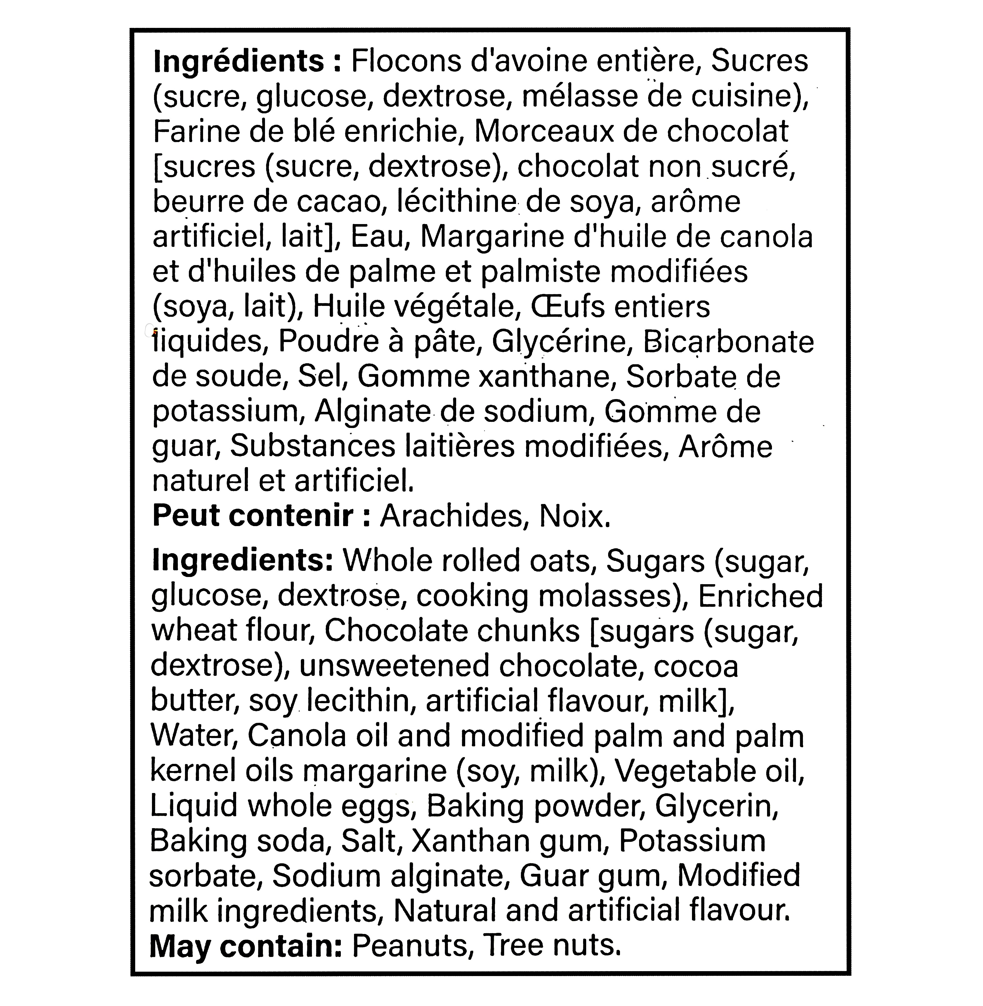 Big Daddy Chocolate Chunk Cookies 8x100g Nutrition Facts
