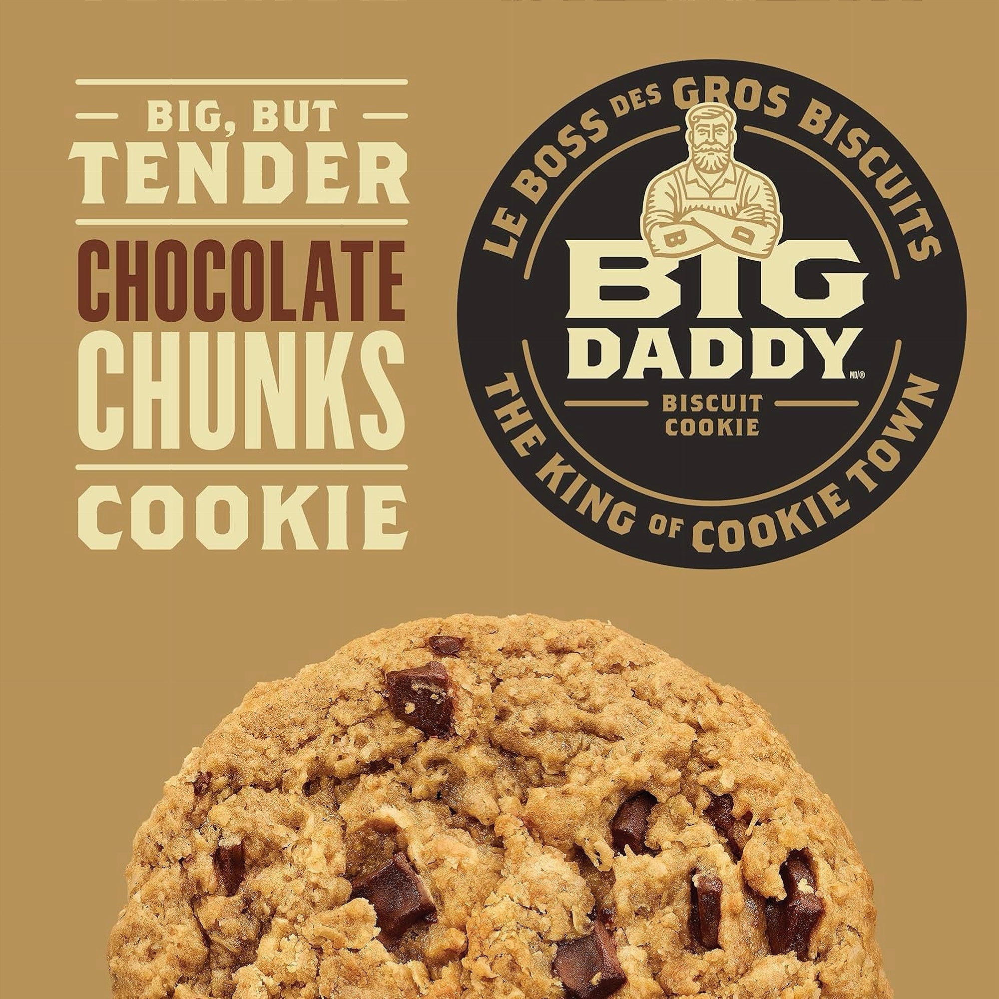 Big Daddy Chocolate Chunk Cookies 8x100g Tender Cookie Close-Up
