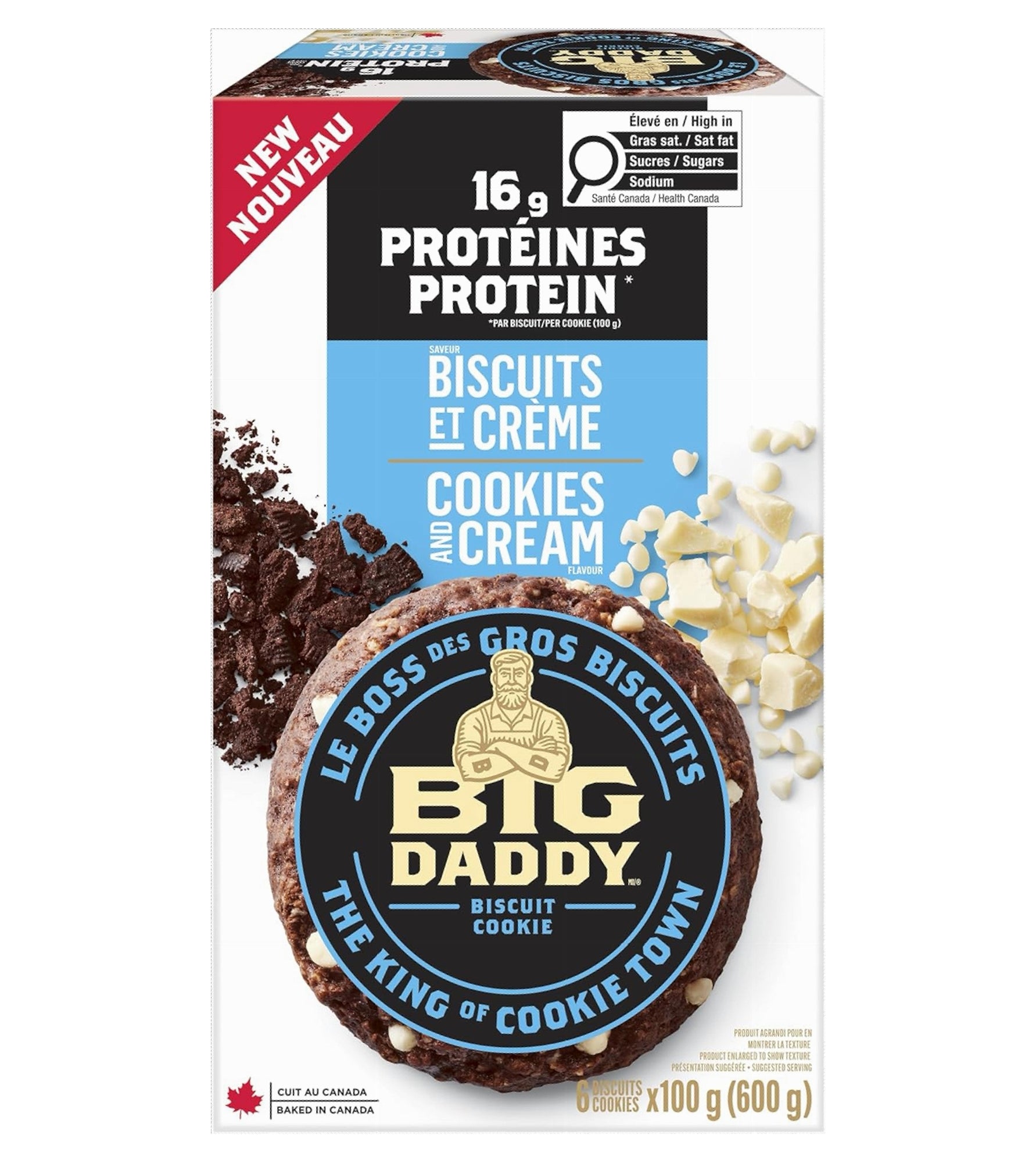 Big Daddy Cookies and Cream Cookies 6-Count Bulk Box 100g Front View 3