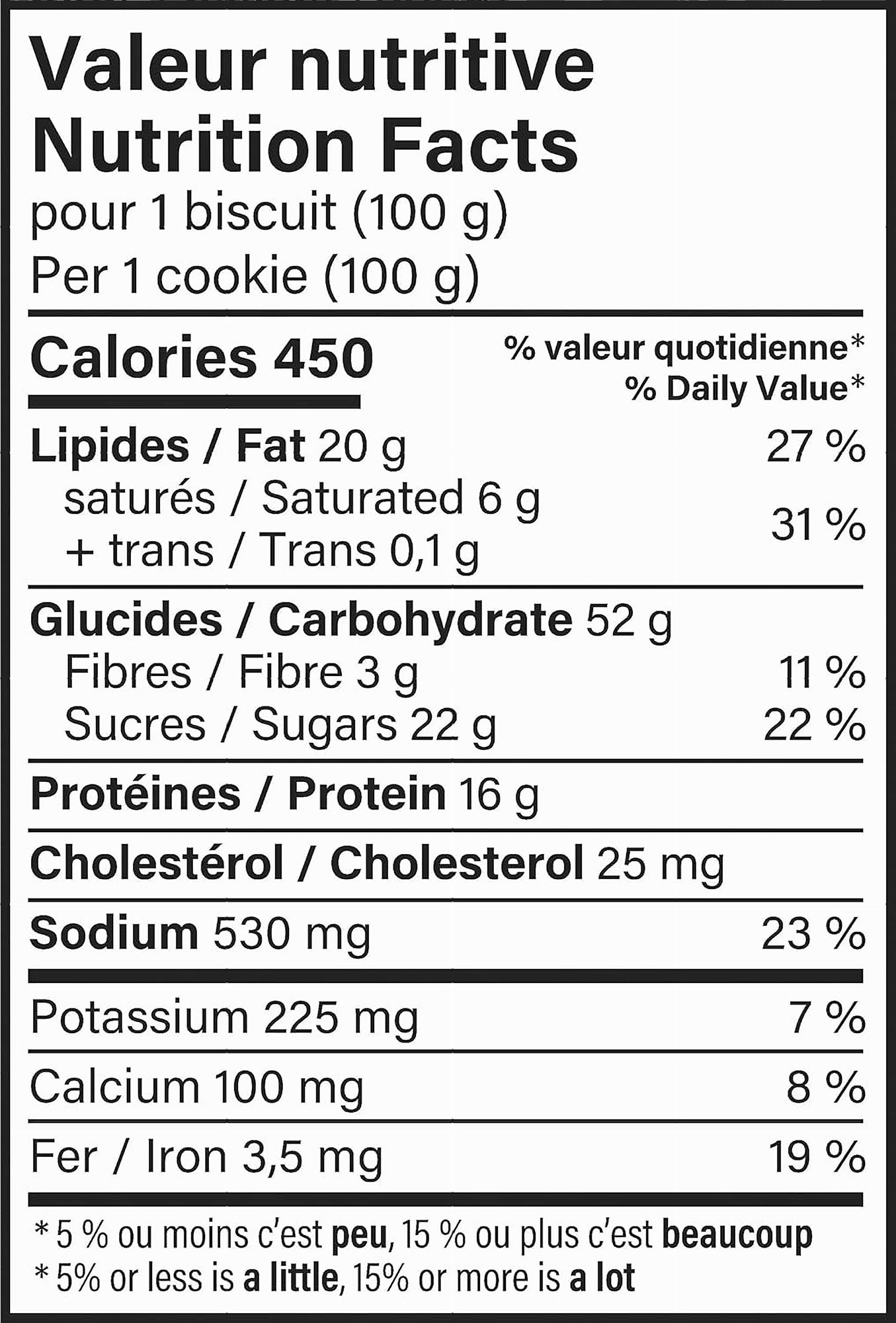 Big Daddy Cookies and Cream Cookies 6x100g Nutrition Facts