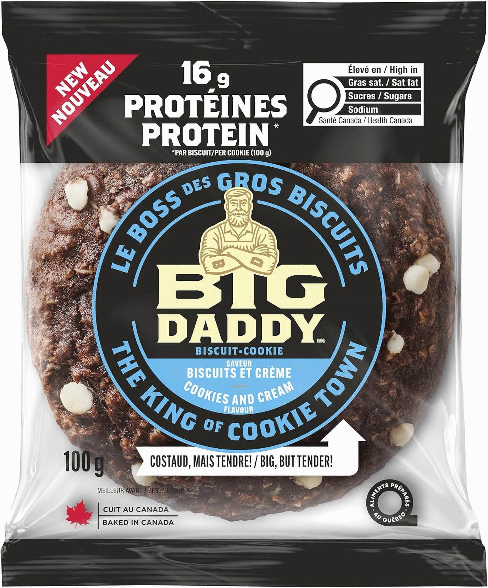 Big Daddy Cookies and Cream Cookie 100g Single Cookie Unwrapped