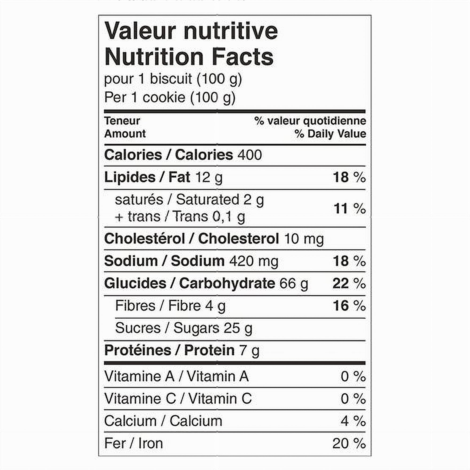 Big Daddy Oatmeal Cookies 8x100g Nutrition Facts