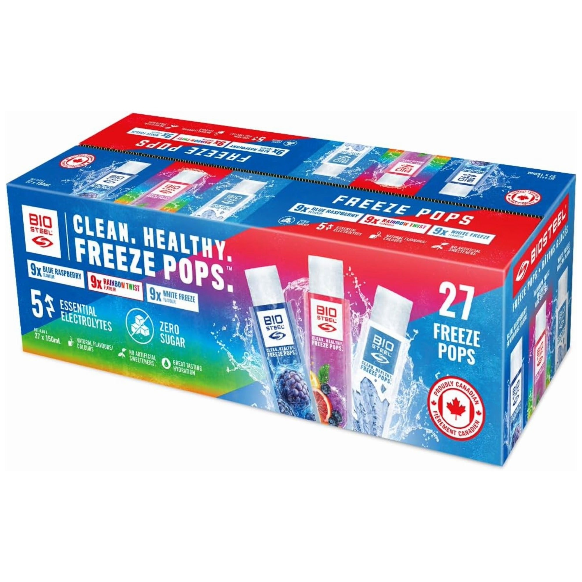 BioSteel Clean Healthy Freeze Pops – 27-Count Freezies, 150ml (5.1 fl oz)