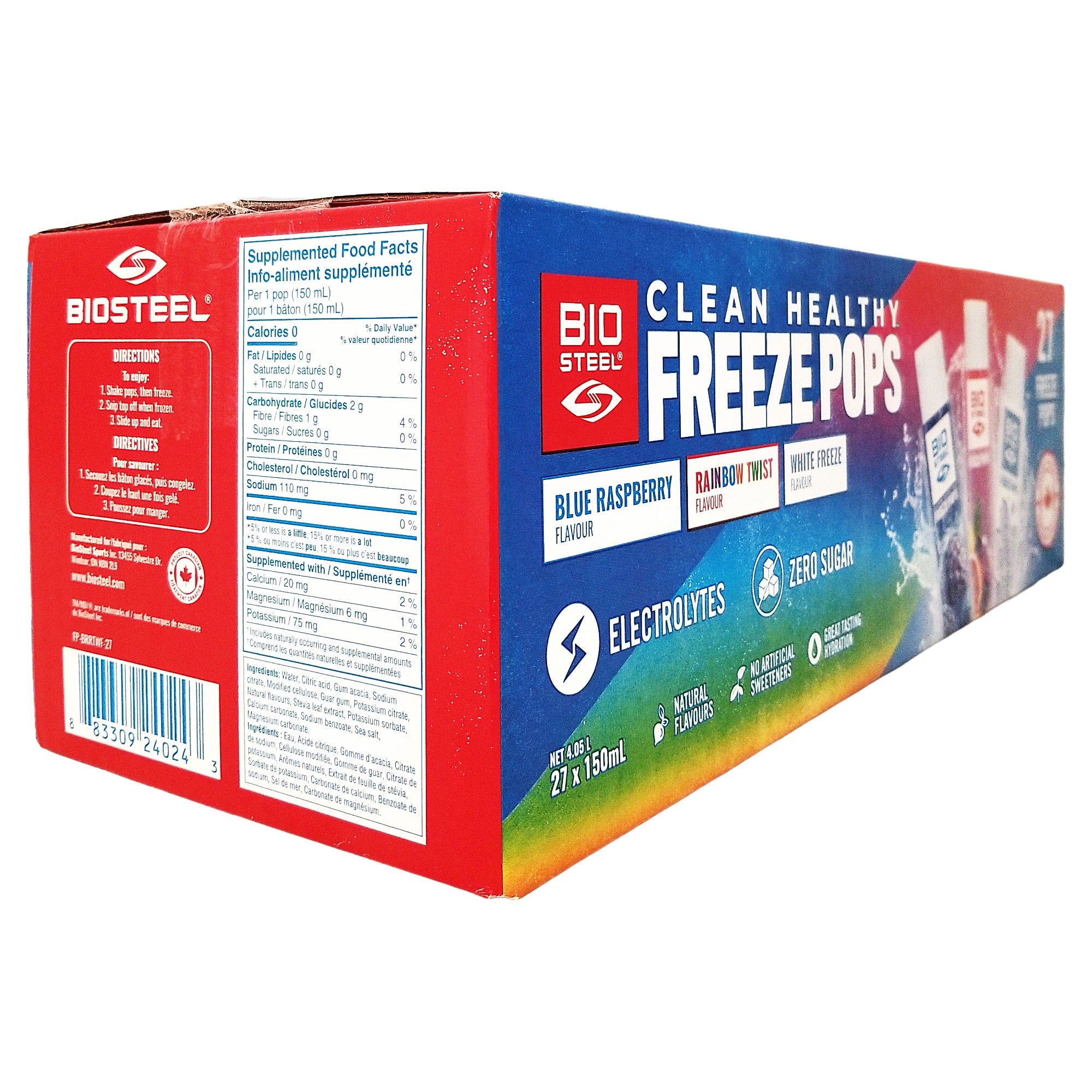 BioSteel Clean Healthy Freeze Pops – 27-Count Freezies, 150ml (5.1 fl oz)