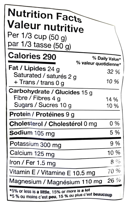 Nutrition facts label for Blue Diamond Honey Roasted Almonds, Premium Snack - 310g with black text on a white background
