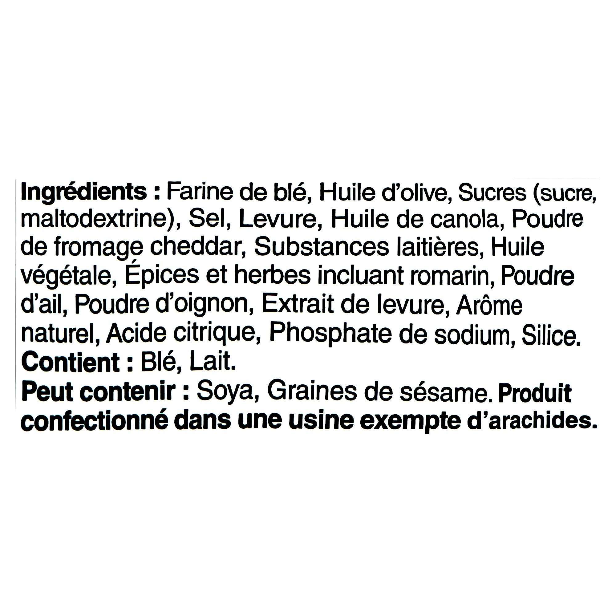 Boulangerie Grissol Baguettes, Rosemary & Olive Oil, 120g, ingredients label in French.