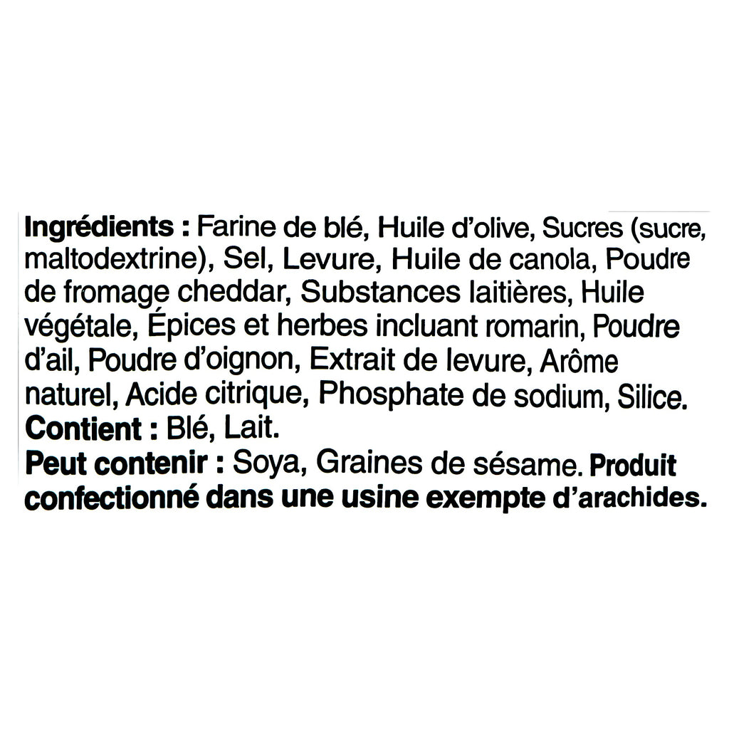 Boulangerie Grissol Baguettes, Rosemary & Olive Oil, 120g, ingredients label in French.