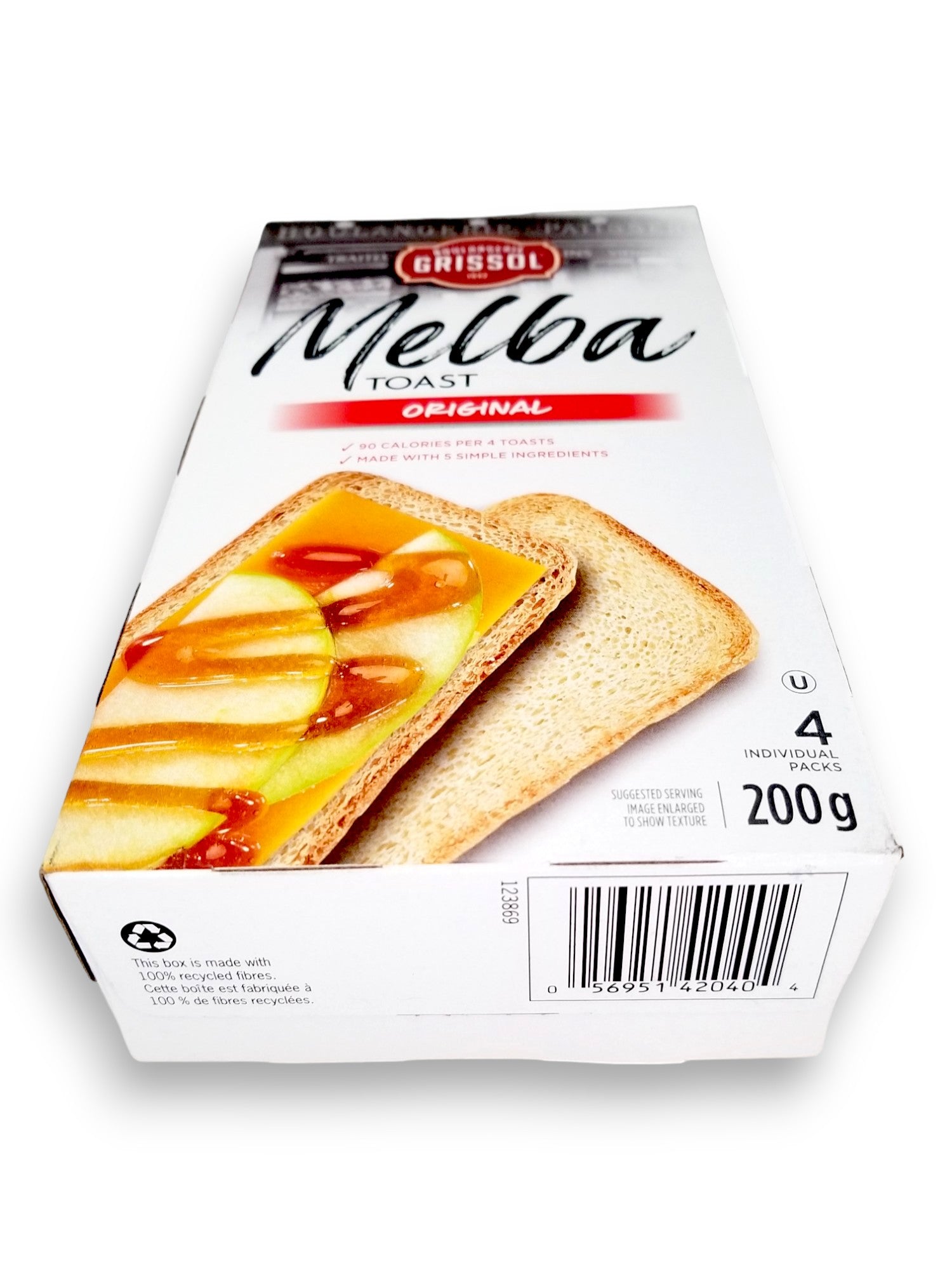 Boulangerie Grissol Melba Toast, Original, 200g, bottom of box.