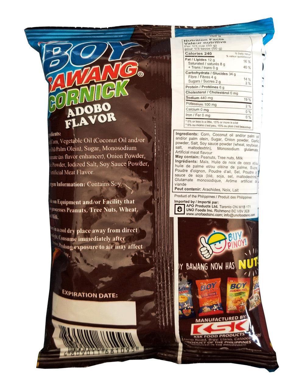 Boy Bawang Cornick Adobo Flavored Fried Corn, 100g/3.5 oz. Bag {Imported from Canada}