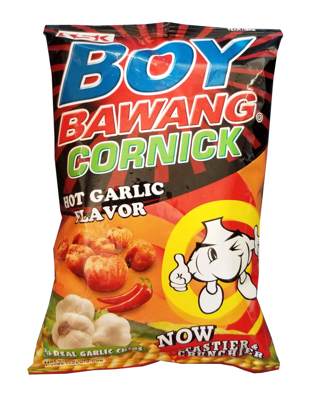 Boy Bawang Cornick Hot Garlic Flavored Fried Corn, 100g/3.5 oz. Bag {Imported from Canada}