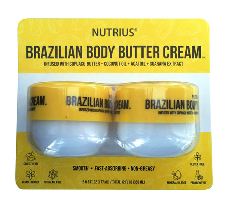 Nutrius Brazilian Body Butter Cream, 2 x 177mL/6 fl. oz. Jars {Imported from Canada}